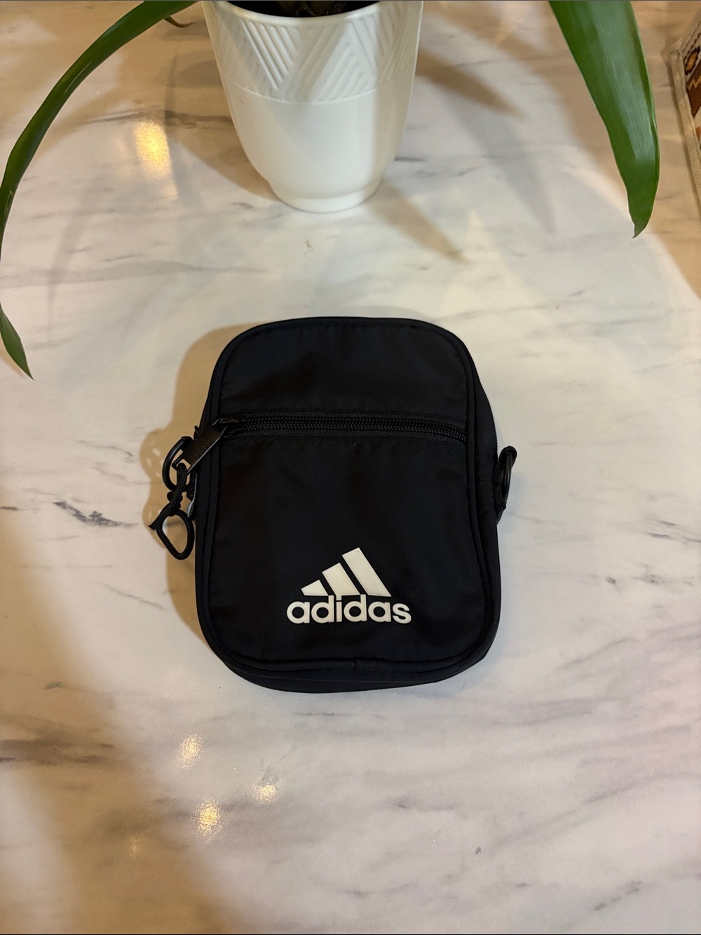 Men or Women ADIDAS Black Mini Crossbody Pouch with White Logo